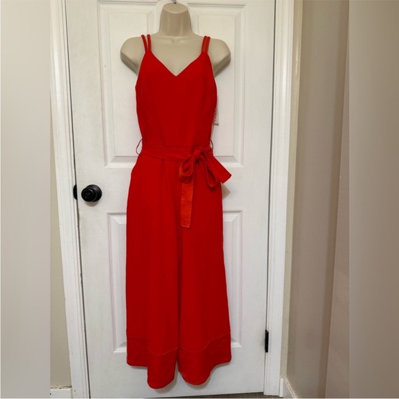 Trina Turk Pants - NWT Trina Turk Red Sleeveless Wide-Leg Jumpsuit Belted Size 2